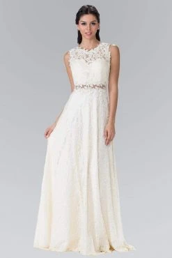 Elizabeth K - GL1460 Sleeveless Beaded Lace Long Dress