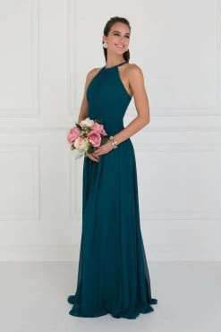 Elizabeth K - GL1524 High Halter Crisscrossed Empire Chiffon Gown