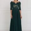 Elizabeth K - GL1528 Quarter Sleeve Jewel Adorned Illusion Lace Gown 2 Elizabeth K - GL1528 Quarter Sleeve Jewel Adorned Illusion Lace Gown