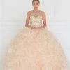 Elizabeth K - GL1554 Bejeweled Organza Ruffled Ballgown 2 Elizabeth K - GL1554 Bejeweled Organza Ruffled Ballgown