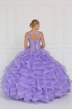 Elizabeth K - GL1555 Jeweled Ruffled Ballgown With Bolero