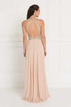 Elizabeth K - GL1564 Bedazzled Illusion Halter Chiffon A-line Dress 9 Elizabeth K - GL1564 Bedazzled Illusion Halter Chiffon A-line Dress