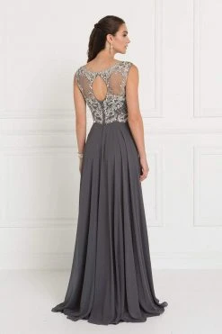 Elizabeth K - GL1565 Jeweled Illusion Bateau Chiffon A-line Gown