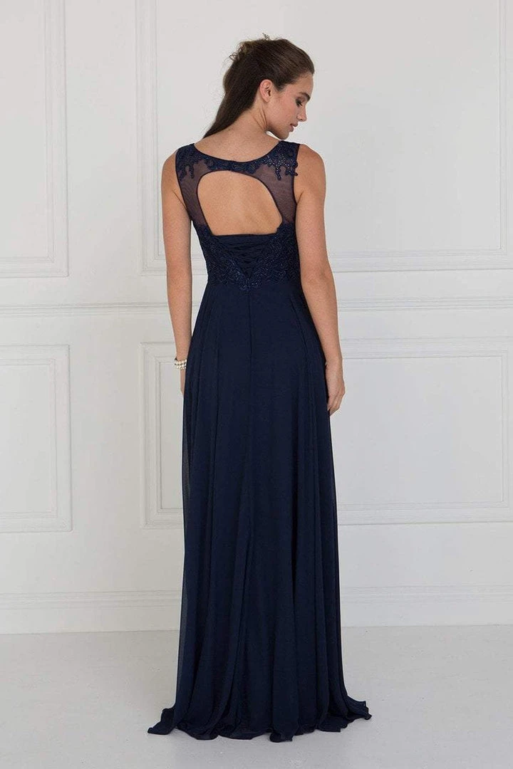 Elizabeth K - GL1569 Embroidered Illusion Scoop Chiffon A-line Dress 4 Elizabeth K - GL1569 Embroidered Illusion Scoop Chiffon A-line Dress