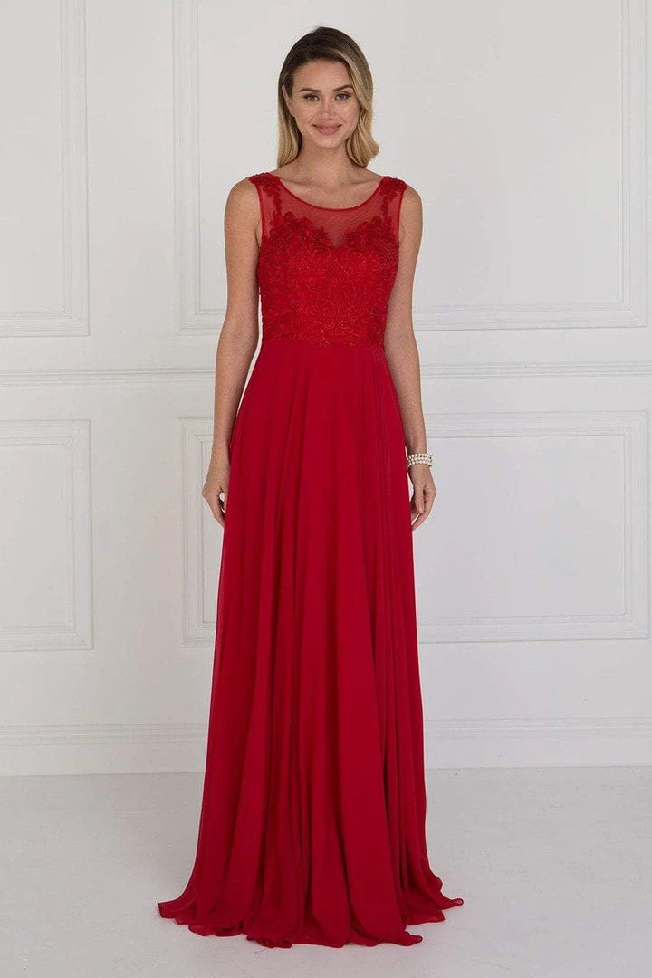 Elizabeth K - GL1569 Embroidered Illusion Scoop Chiffon A-line Dress 5 Elizabeth K - GL1569 Embroidered Illusion Scoop Chiffon A-line Dress