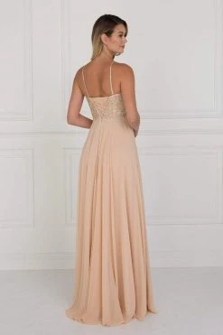 Elizabeth K - GL1571 Gold Embroidered Sweetheart Chiffon A-line Dress