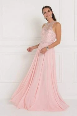 Elizabeth K - GL1572 Embellished Illusion Jewel Chiffon A-line Dress 9 Elizabeth K - GL1572 Embellished Illusion Jewel Chiffon A-line Dress