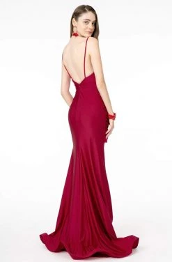 Elizabeth K - GL1815 Spaghetti Strap Draped Ornate Mermaid Dress 11 Elizabeth K - GL1815 Spaghetti Strap Draped Ornate Mermaid Dress