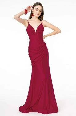 Elizabeth K - GL1815 Spaghetti Strap Draped Ornate Mermaid Dress 10 Elizabeth K - GL1815 Spaghetti Strap Draped Ornate Mermaid Dress