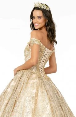 Elizabeth K - GL1820 Glitter Mesh Off Shoulder Sweetheart Ballgown