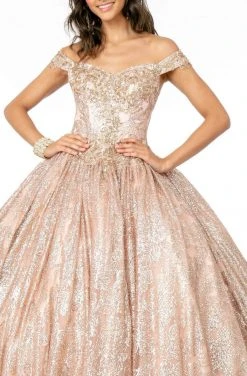 Elizabeth K - GL1820 Glitter Mesh Off Shoulder Sweetheart Ballgown