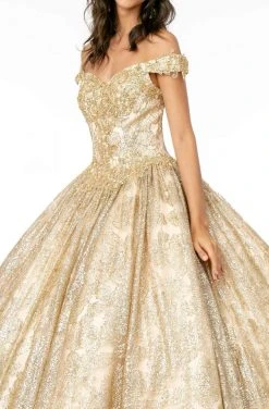 Elizabeth K - GL1820 Glitter Mesh Off Shoulder Sweetheart Ballgown