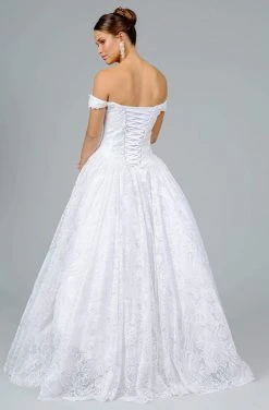 Elizabeth K - GL1820 Glitter Mesh Off Shoulder Sweetheart Ballgown
