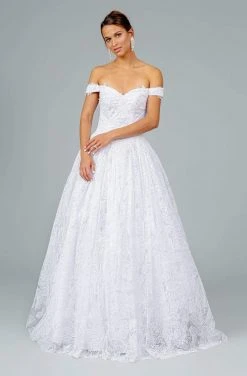 Elizabeth K - GL1820 Glitter Mesh Off Shoulder Sweetheart Ballgown