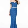 Elizabeth K - GL1829 Off Shoulder Jeweled Waist Glitter Gown 1 Elizabeth K - GL1829 Off Shoulder Jeweled Waist Glitter Gown