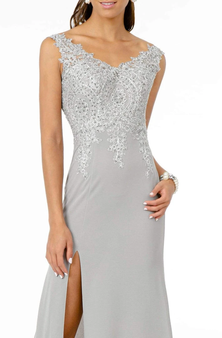 Elizabeth K - GL1839 Appliqued Bodice High Slit Long Dress 7 Elizabeth K - GL1839 Appliqued Bodice High Slit Long Dress