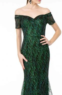 Elizabeth K - GL1846 Short Sleeve Glimmer Long Mermaid Gown