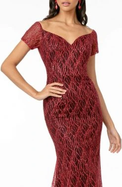 Elizabeth K - GL1846 Short Sleeve Glimmer Long Mermaid Gown