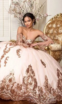 Elizabeth K - GL1914 Strapless Sequined Tiered Tail Ballgown 13 Elizabeth K - GL1914 Strapless Sequined Tiered Tail Ballgown