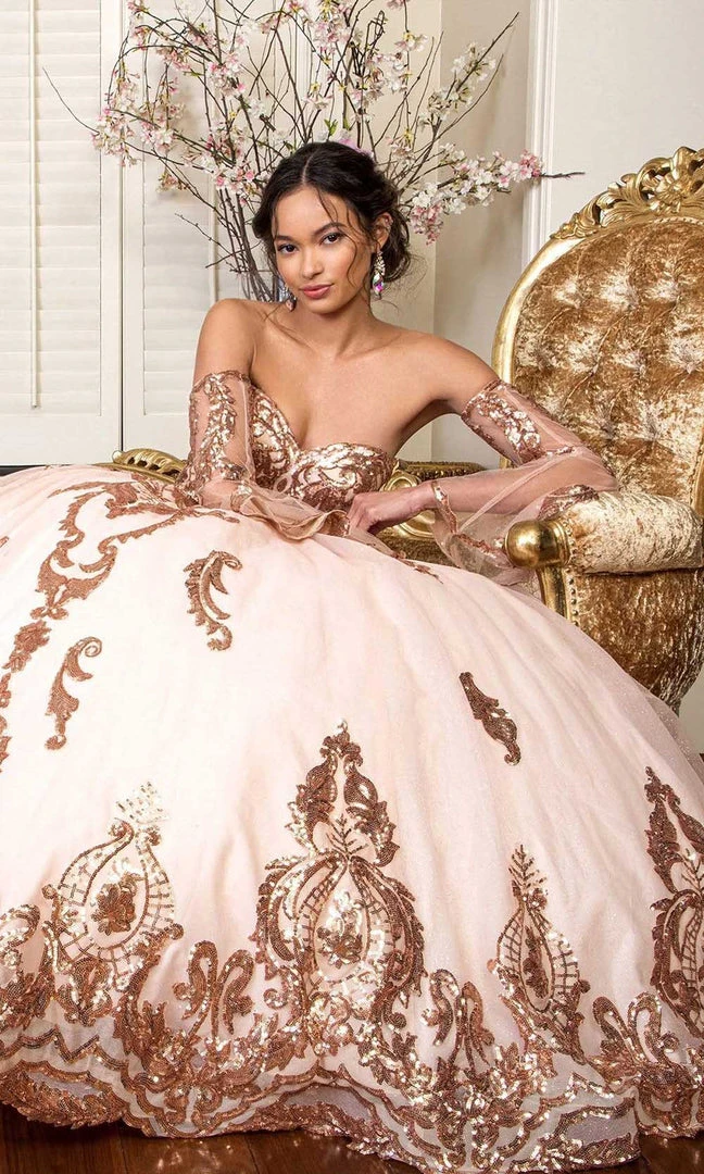 Elizabeth K - GL1914 Strapless Sequined Tiered Tail Ballgown 8 Elizabeth K - GL1914 Strapless Sequined Tiered Tail Ballgown