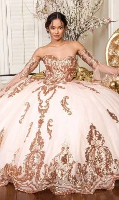 Elizabeth K - GL1914 Strapless Sequined Tiered Tail Ballgown 12 Elizabeth K - GL1914 Strapless Sequined Tiered Tail Ballgown