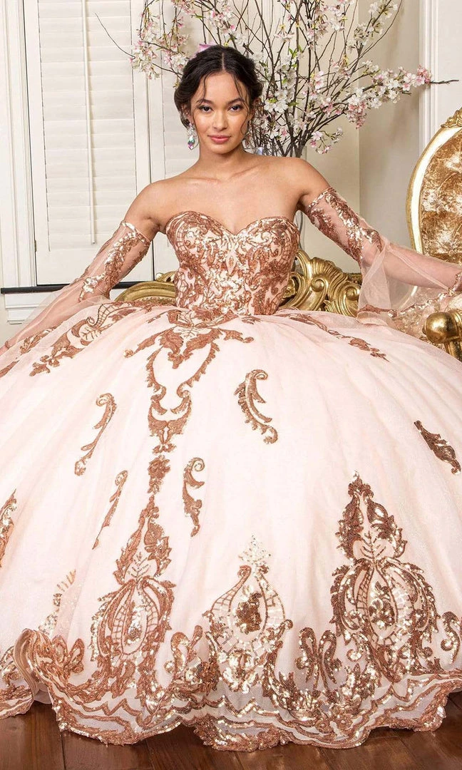 Elizabeth K - GL1914 Strapless Sequined Tiered Tail Ballgown 7 Elizabeth K - GL1914 Strapless Sequined Tiered Tail Ballgown