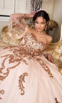 Elizabeth K - GL1914 Strapless Sequined Tiered Tail Ballgown 10 Elizabeth K - GL1914 Strapless Sequined Tiered Tail Ballgown