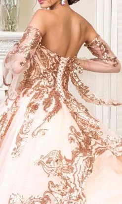 Elizabeth K - GL1914 Strapless Sequined Tiered Tail Ballgown 11 Elizabeth K - GL1914 Strapless Sequined Tiered Tail Ballgown