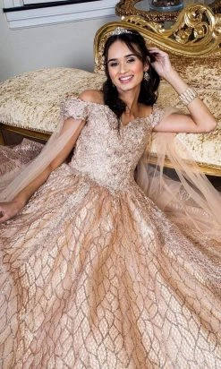 Elizabeth K - GL1926 Glitter Off Shoulder Ballgown