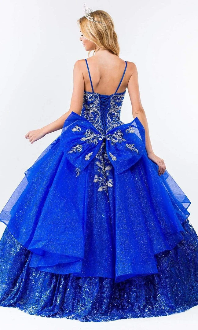 Elizabeth K - GL1927 Glitter Bow-Ornate Draped Ballgown 4 Elizabeth K - GL1927 Glitter Bow-Ornate Draped Ballgown
