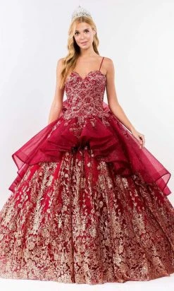 Elizabeth K - GL1927 Glitter Bow-Ornate Draped Ballgown 10 Elizabeth K - GL1927 Glitter Bow-Ornate Draped Ballgown
