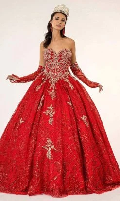 Elizabeth K - GL1943 Embroidered Sweetheart Mesh Ballgown