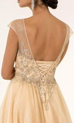 Elizabeth K - GL1954 Embellished Bateau Mesh A-line Gown 12 Elizabeth K - GL1954 Embellished Bateau Mesh A-line Gown