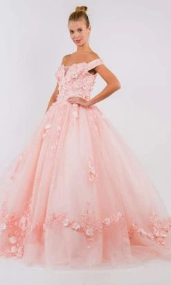 Elizabeth K - GL1958 Floral Applique Off Shoulder Ballgown 12 Elizabeth K - GL1958 Floral Applique Off Shoulder Ballgown