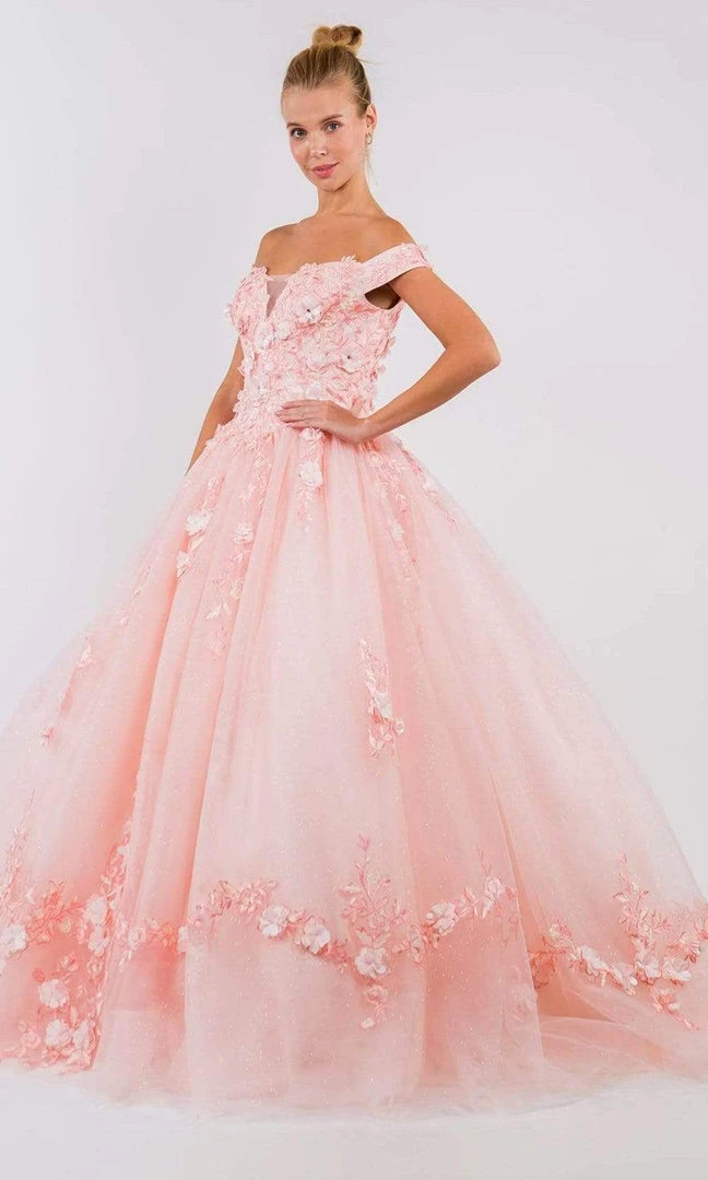 Elizabeth K - GL1958 Floral Applique Off Shoulder Ballgown 5 Elizabeth K - GL1958 Floral Applique Off Shoulder Ballgown