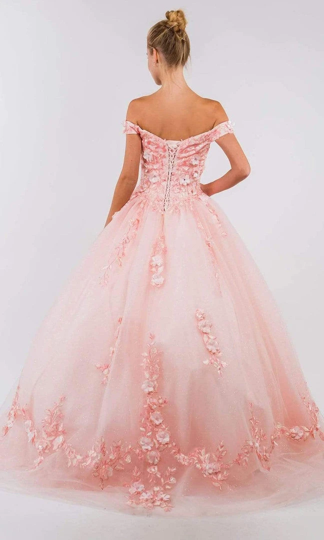Elizabeth K - GL1958 Floral Applique Off Shoulder Ballgown 4 Elizabeth K - GL1958 Floral Applique Off Shoulder Ballgown