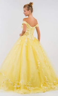 Elizabeth K - GL1958 Floral Applique Off Shoulder Ballgown 15 Elizabeth K - GL1958 Floral Applique Off Shoulder Ballgown