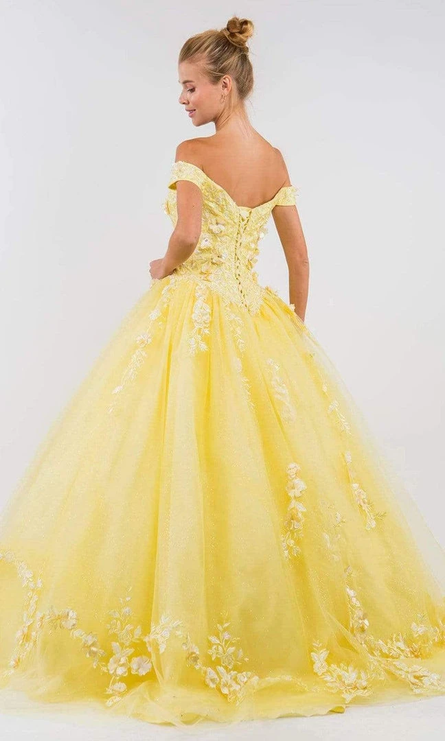 Elizabeth K - GL1958 Floral Applique Off Shoulder Ballgown 8 Elizabeth K - GL1958 Floral Applique Off Shoulder Ballgown