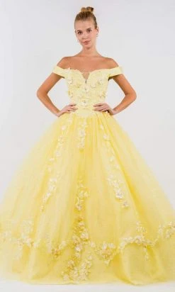 Elizabeth K - GL1958 Floral Applique Off Shoulder Ballgown 14 Elizabeth K - GL1958 Floral Applique Off Shoulder Ballgown