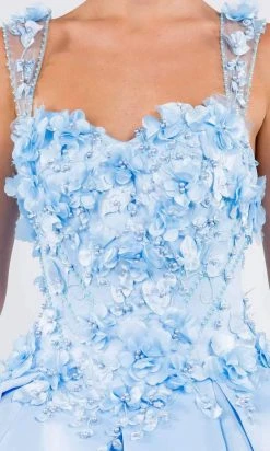 Elizabeth K - GL1961 Floral Accented Satin Ballgown