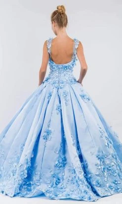 Elizabeth K - GL1961 Floral Accented Satin Ballgown