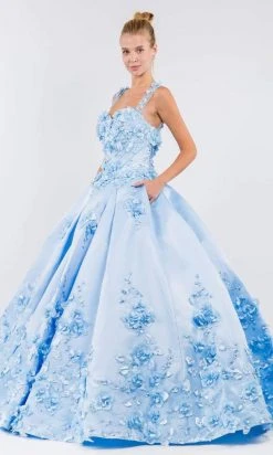 Elizabeth K - GL1961 Floral Accented Satin Ballgown