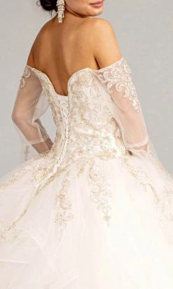 Elizabeth K GL1976 - Long Angel Sleeve Sweetheart Neck Ball Gown