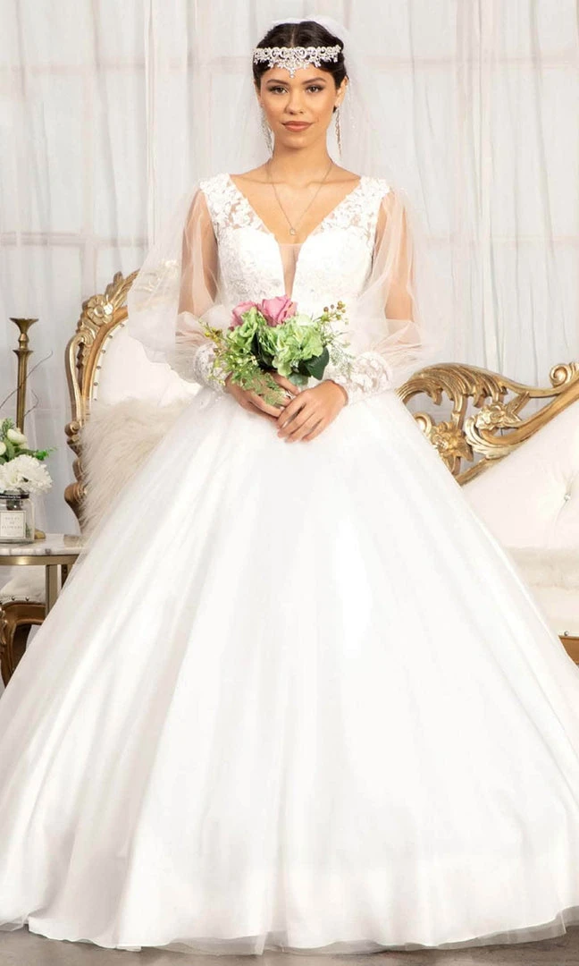 Elizabeth K GL1981 - Long Sleeve V-neck Wedding Gown 3 Elizabeth K GL1981 - Long Sleeve V-neck Wedding Gown