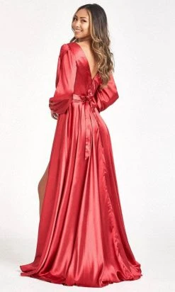 Elizabeth K GL1990 - Split Sleeve High Slit Evening Dress