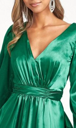 Elizabeth K GL1990 - Split Sleeve High Slit Evening Dress