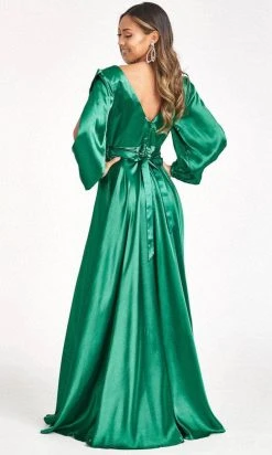 Elizabeth K GL1990 - Split Sleeve High Slit Evening Dress