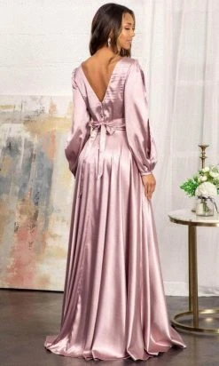 Elizabeth K GL1990 - Split Sleeve High Slit Evening Dress