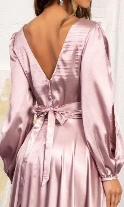 Elizabeth K GL1990 - Split Sleeve High Slit Evening Dress