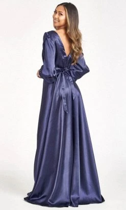 Elizabeth K GL1990 - Split Sleeve High Slit Evening Dress